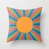 Vibrant Orange Rainbow Sunset Print Pillow Cover Abstract Geometric Lines Pillow Cover Sofa Car Office Cushion Cover Home Decor