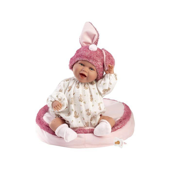 Poupée bébé nouveau-né - Mimi Sourires - 42 cm - Avec coussin - Unisexe - Sécurité enfants 36 mois+