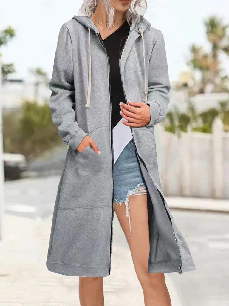 Plus Size Hoodies for Women Casual Full Zip Hoodies Women's Long Hoodies Loose Sweatshirts With Pockets