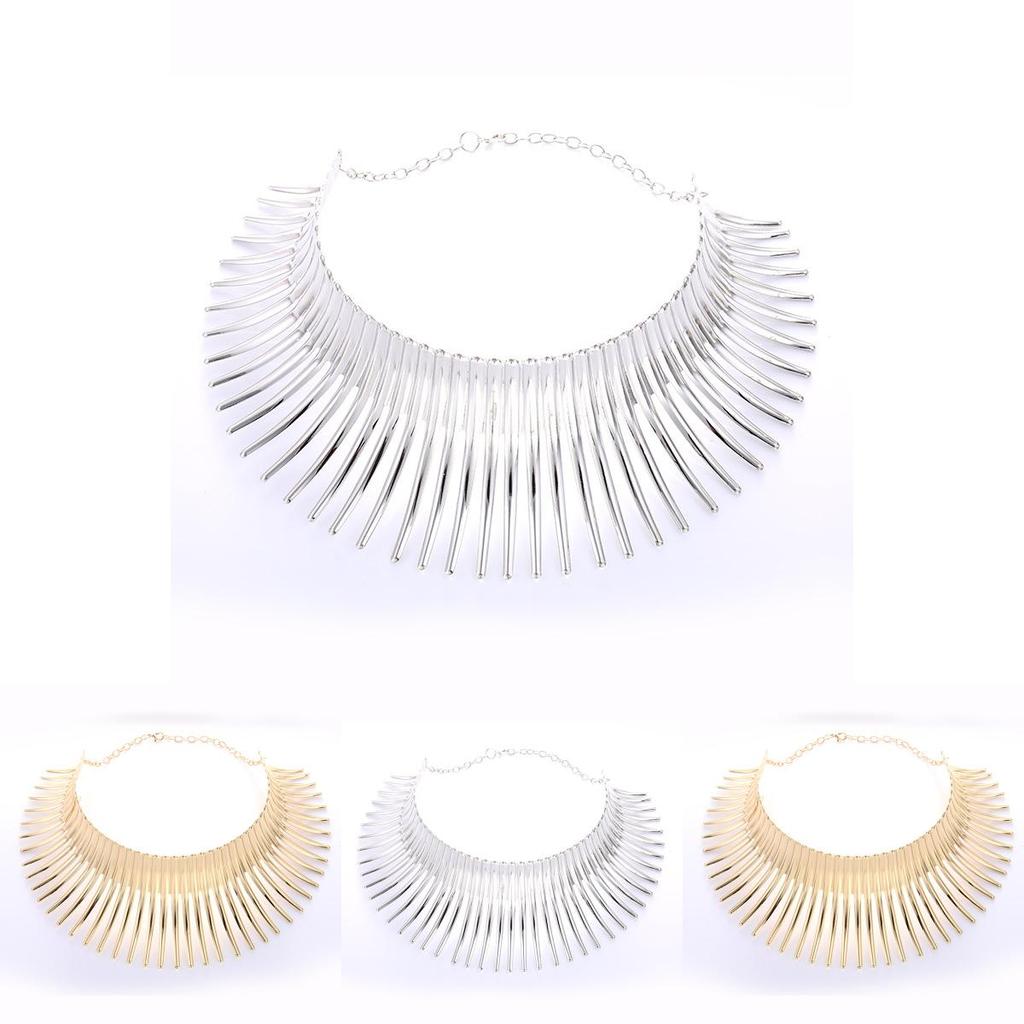 Fashion Solid Color Curved Design Women Metal Necklace Collar For Trendy Outfit