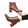 Ankle Boots Leather Winter Women Shoes Square Toe High Heels Designer Shoes 2025 Trend Classic Chunky Pumps Chelsea Botas Mujer