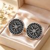 Серьги-гвоздики Dawapara Vegvisir Норвежский компас Амулет защиты из скандинавской мифологии Руны Нержавеющая сталь Скандинавские украшения
