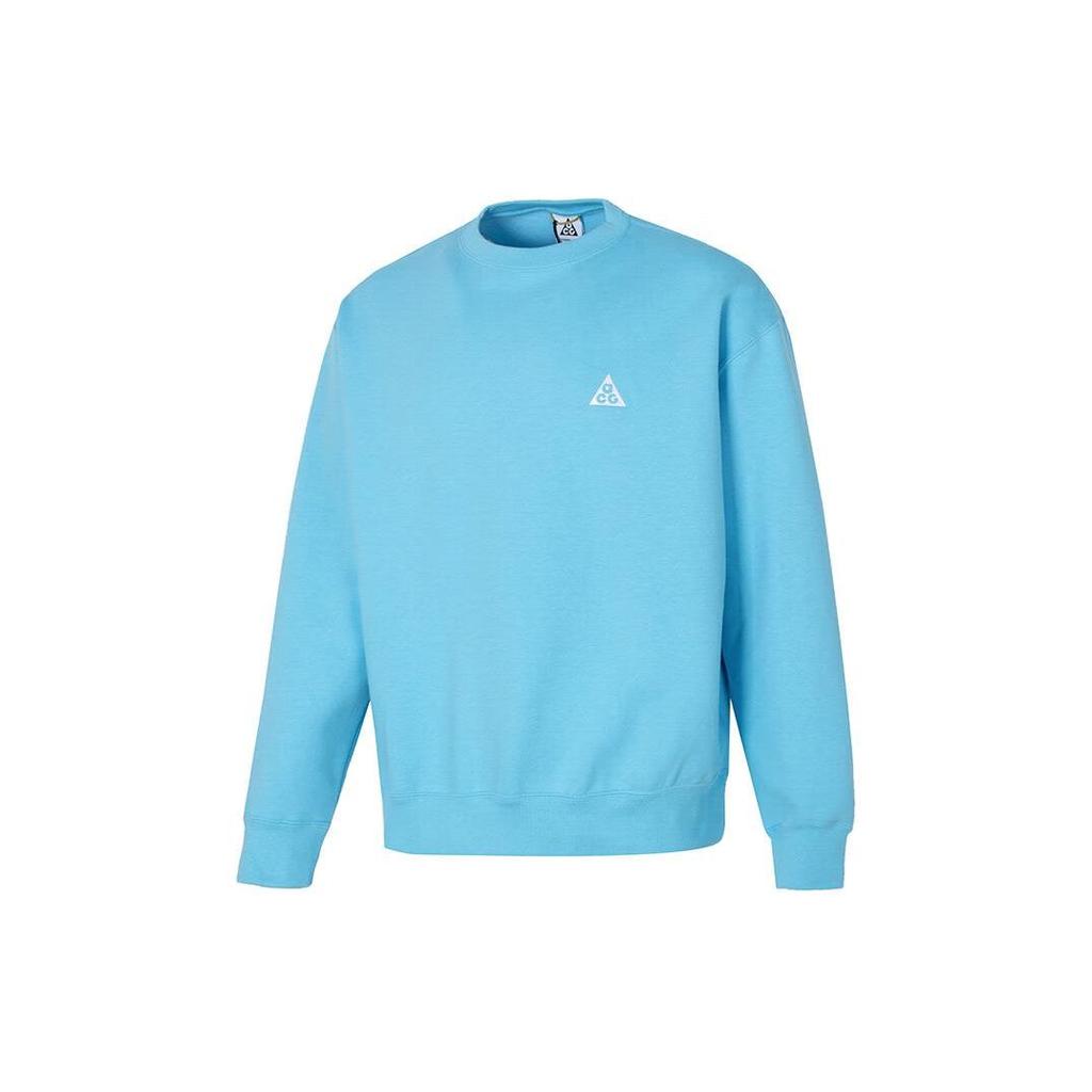 Nike Embroidered Letter Ribbed Crew Neck Sweatshirt Men Tops Sky-Blue DX9612-407