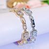 CMM High Quality Ice Cut Cubic Zirconia Rectangle Charm Tennis Bracelet Luxury Wedding Bridal Hand Jewelry for Women