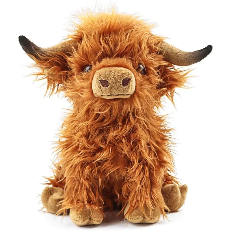 28cm Jumbo Highland Cow Plush Therapeutic Stress Relief Realistic Scottish Cattle Stuffed Animal Gift Adults