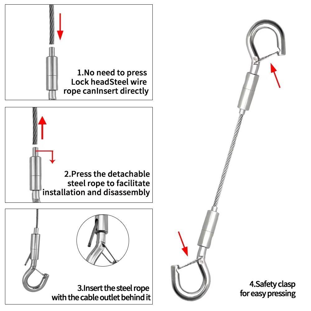 Stainless Steel Suspension Lanyard Adjustable Hanging Rope New Wire Rope
