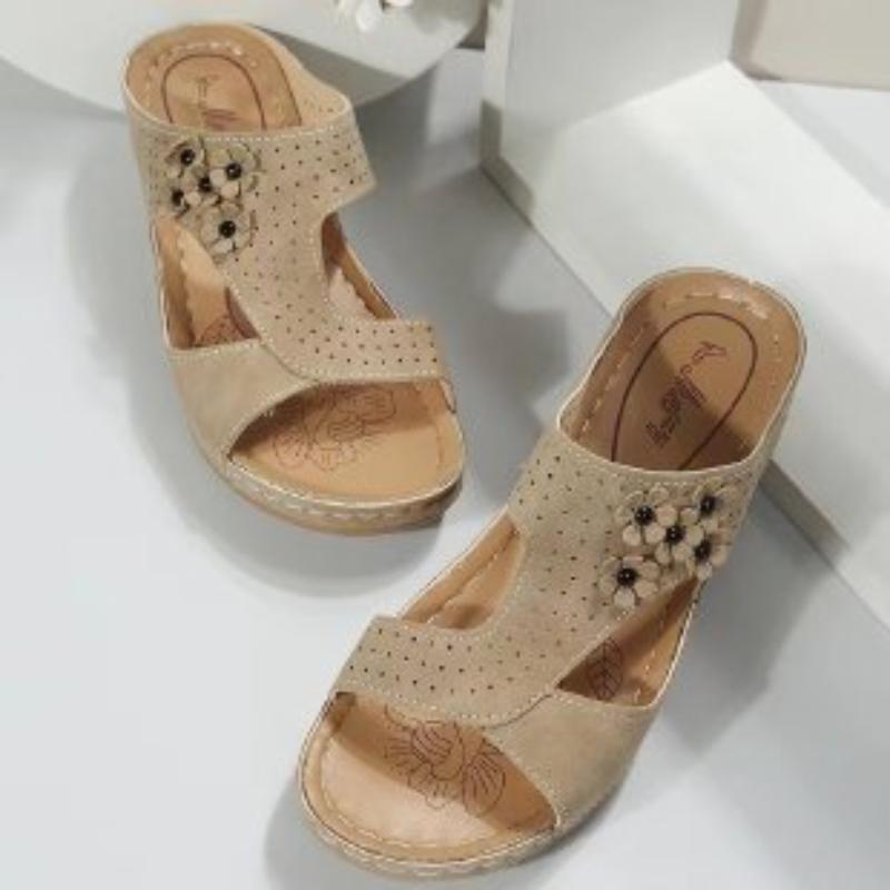 Sandals Women Retro Heels Sandals For Summer Shoes Women Slip On Wedge Sandalias Soft Heeled Slippers Indoor Outdoor