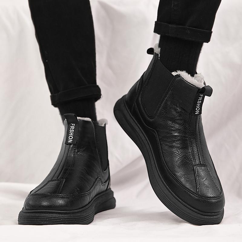 Men Ankle Boots Slip On Winter Personality Fashion Casual Ankle Boots High-top Tooling Winter Boots British Men Cotton Shoes