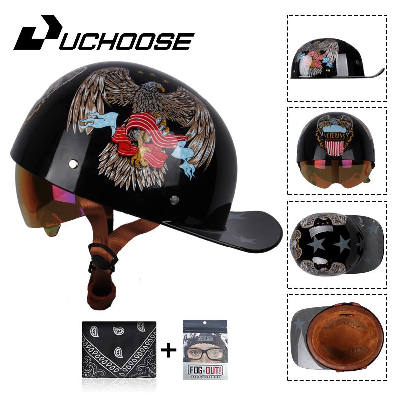 Uchoose бейсбольная кепка, мотоциклетный винтажный ретро-шлем, летние шлемы с открытым лицом, скутер, круизер, чоппер, гангстер, DS, для мужчин, женщин, детей