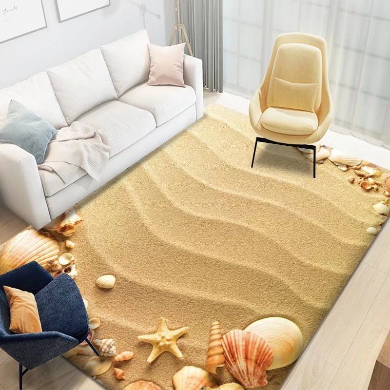 3D Floor Mat Rugs Kitchen Beach Waves Runner Carpet Kitchen Washable Non-slip Living Room Carpet Marine Bath Mat Absorbent