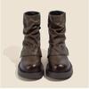 Brown Martin Boots Women's 2025 New Super Fire Folds Retro British Style Maillard Wasteland Wind Huge Good-looking Short Boots
