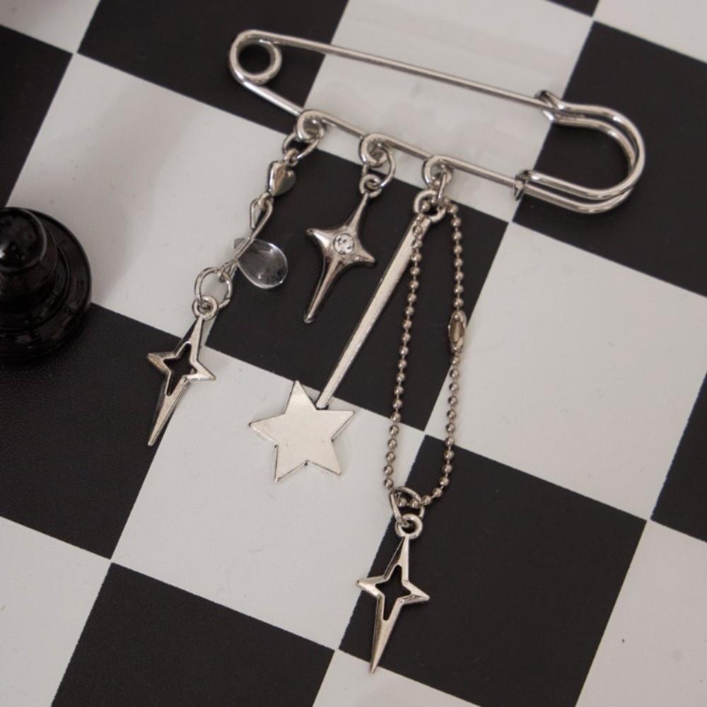 Y2k Gothic Star Brooch Clip Bag Charm Beaded Brooch Sweet Beaded Bag Pins  Shirt Collar