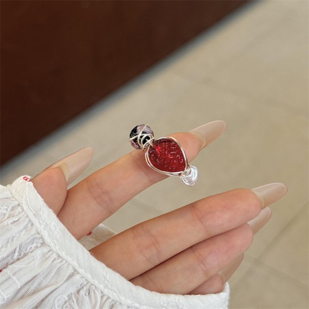 Кольцо с каплями масла в китайском стиле с изображением насекомых Ювелирные изделия Аксессуары Кольцо с эмалированным цветком Кольцо с росписью Пара