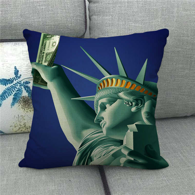 The Statue Of Liberty (Independent And Free) Digital Printing Short Plush Pillow Covers For Sofa Office Cushion Cover Home Goods
