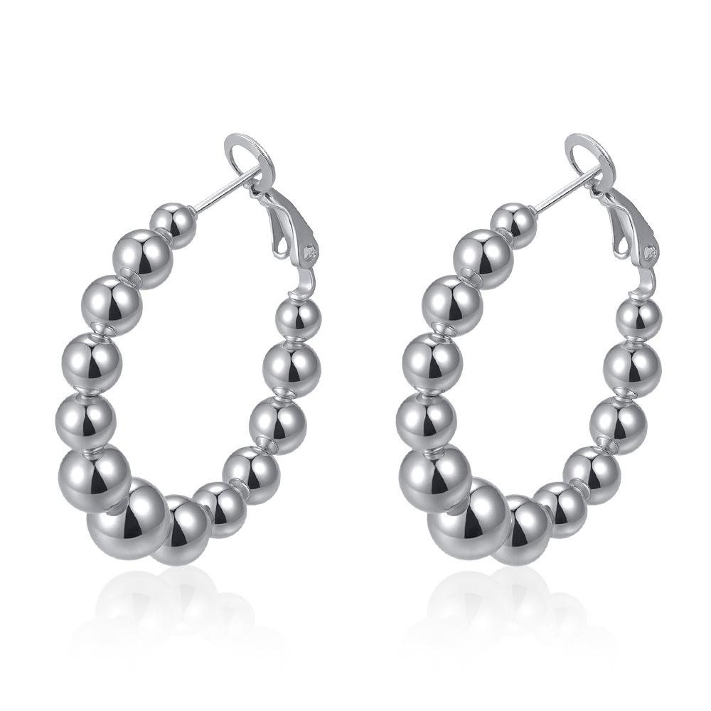 Direct Supply Round Solder Bead Stainless Steel Earrings Plated 18K Gold Women's Atmospheric Versatile Premium Earrings