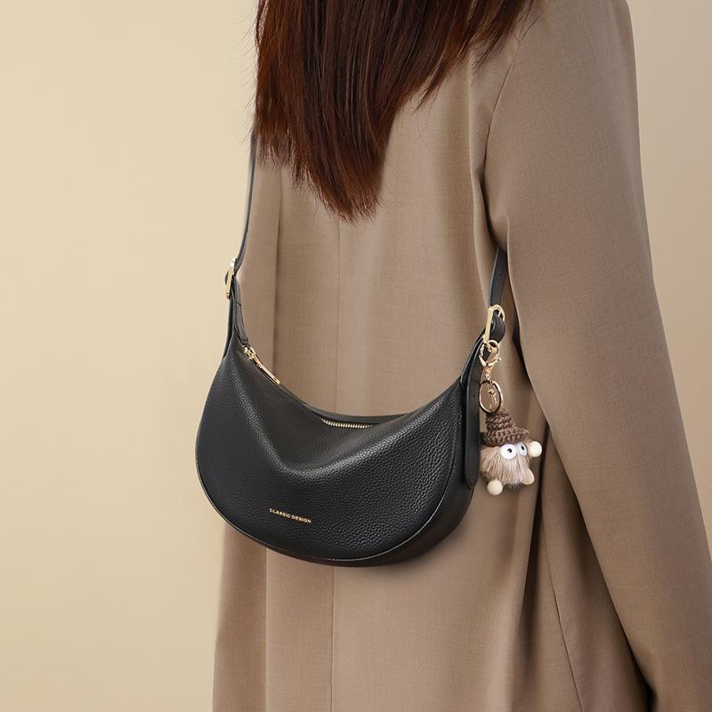 Viney women's genuine leather armpit bag, high-end dumpling wrap