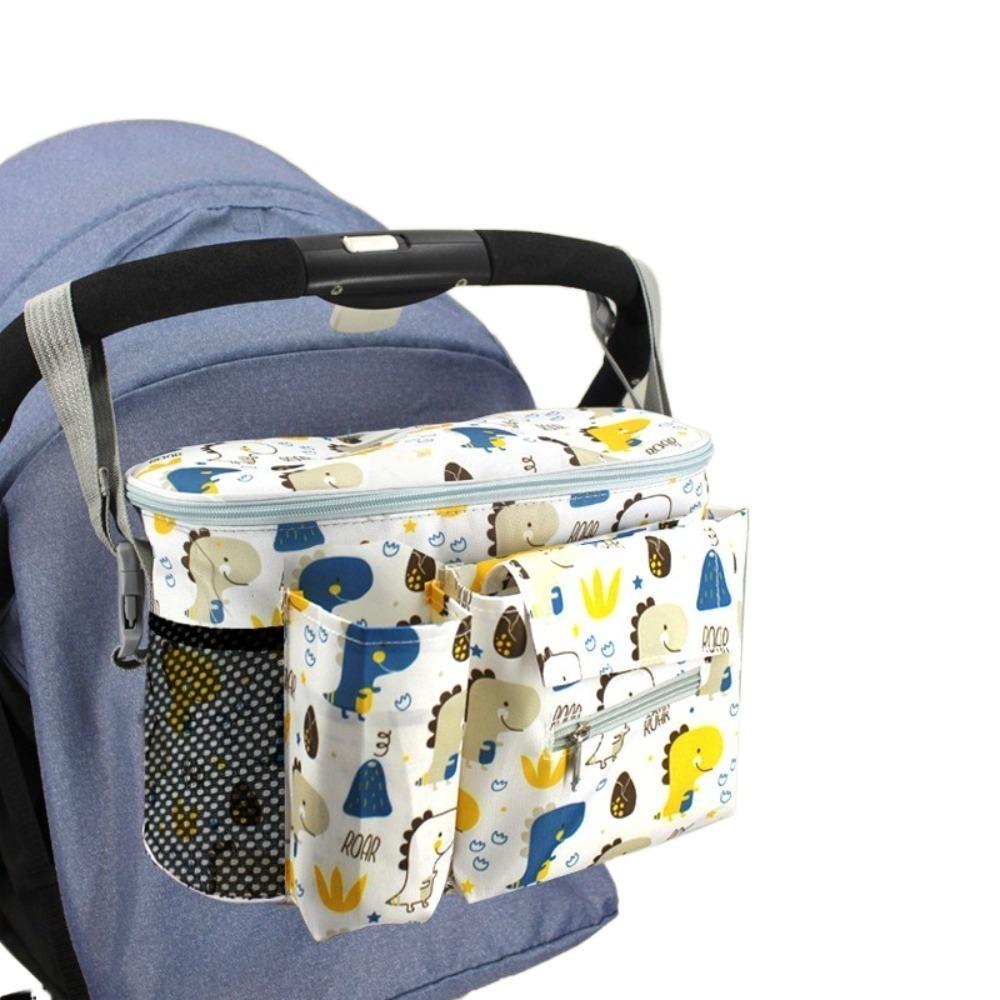 Large Capacity Baby Stroller Bag Printed Hanging Carriage Bag Infant Nappy Bags