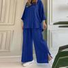 Women's Fashion Casual Loose Solid Colour Long Sleeve Shirt Pants Two Piece Suit
