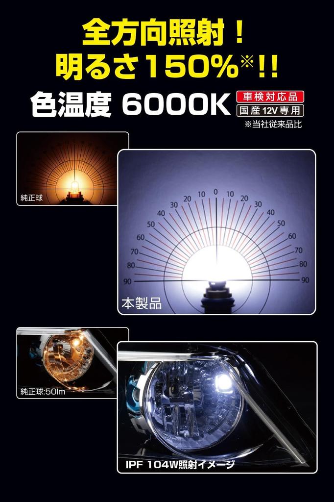 Габаритный фонарь IPF, светодиодный автомобильный T10, 70 лм, 6000 К, белый, 12 В, 2 лампы,