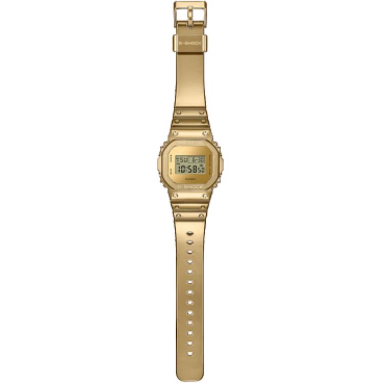 Casio Цифровые часы Унисекс с кварцевым механизмом, водонепроницаемые до 200 м, силиконовый ремешок, золотой циферблат GM-5600YMG-9