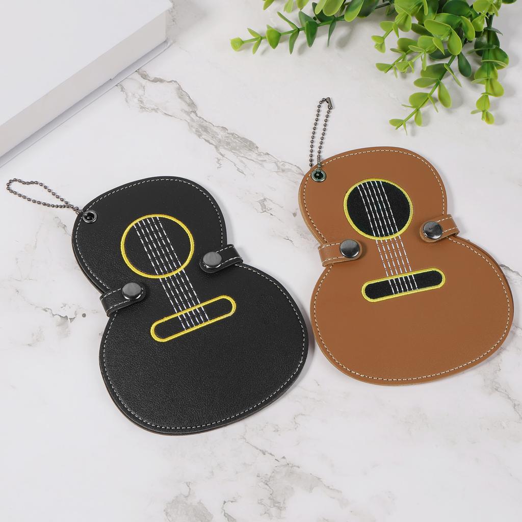 2Pcs Leather Guitar Pick Bag Guitar Shape Plectrum Storage Bag with 17 Slot for Guitar Player and Music Lover Guitar Accessories