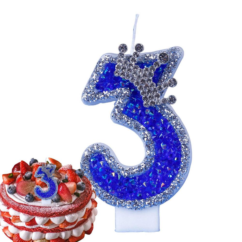 Синие свечи на день рождения, блестящие синие свечи для торта, 3D-фигурные украшения для торта, украшения для свадеб, тематических вечеринок