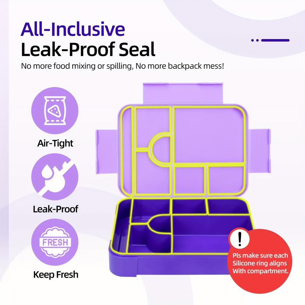 Large Capacity Bento Lunch Box Set with Leak-Proof Sealing Divided Fresh-Keeping Food Container with Fork Spoon for School Kids