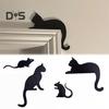 3/4Pcs Halloween Black Cat Decor Wooden Cat Silhouette Door Corner Decor Scary Family Home Party Hanging Sign Cutout Door Window Decoration