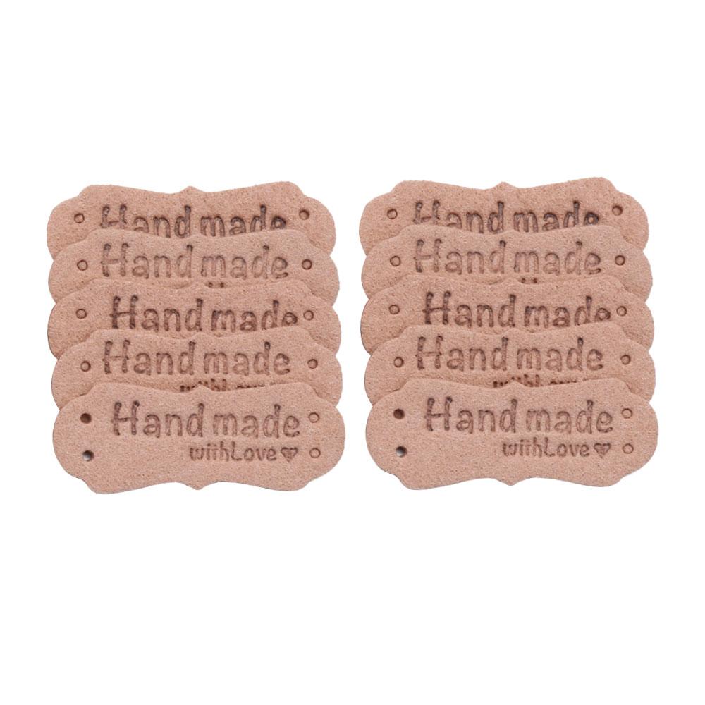 20PCS Handmade Hats Bags PU Leather Clothes Tags Garment Labels Label Hand Made With Love