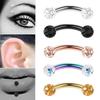 Multi-Color Eyebrow Stud Ring with Rhinestone & Polymer Clay Ball, 3MM