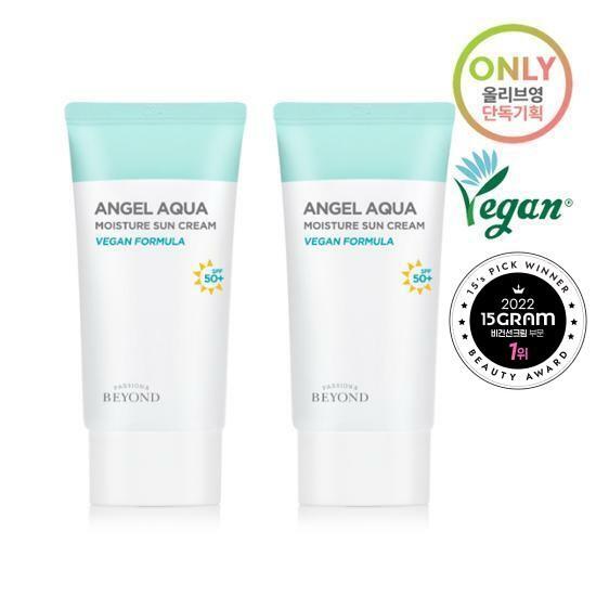 Beyond Angel Aqua Moisture Солнцезащитный крем, двойной план (50млX2 упаковки) (вегетарианский)