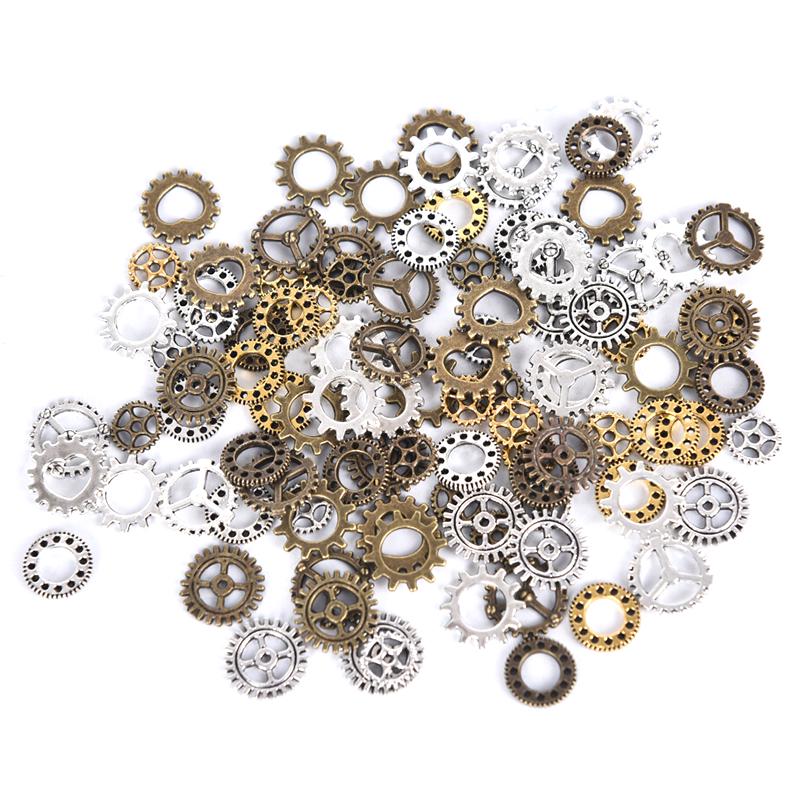 100Pcs Antique Steampunk Mini Wheel Gear Charms Pendant Diy Jewelry Making Craft