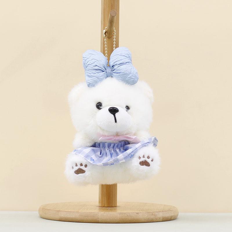 Plush Bear Keychain With Bowknot For Kids Gift And Bag Decor