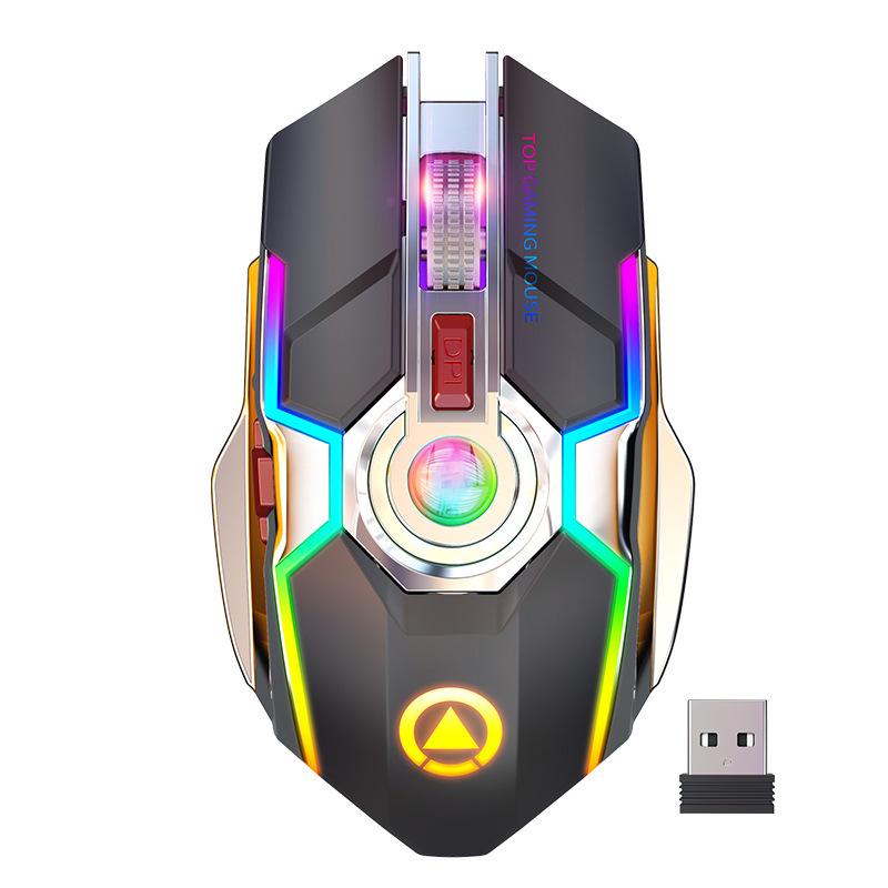 Беспроводная игровая мышь с подсветкой LED Laser USB Optical Gaming перезаряжаемая бесшумная для дома/офиса, игр, ПК, ноутбуков