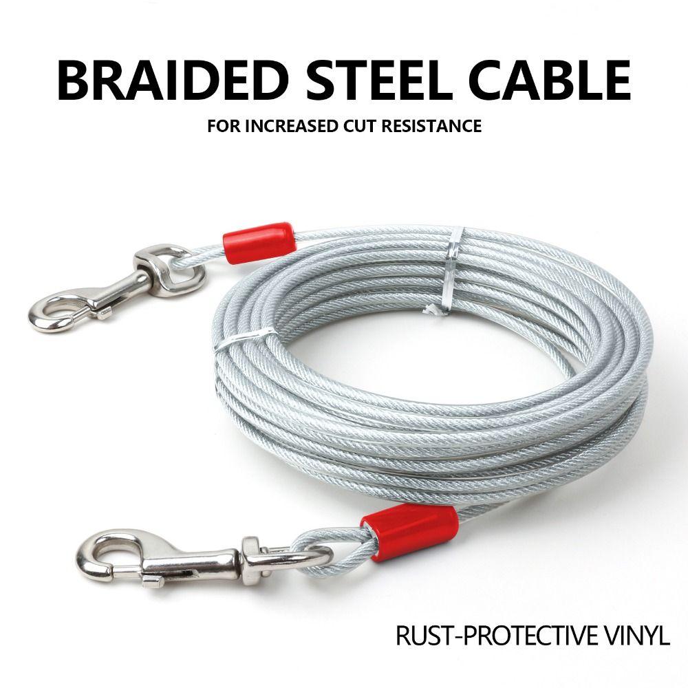 Heavy Duty Dog Tie Out Cable Dual End Snap Hooks Pet Cable Leash Dog Outdoor Supplies for Two Dogs