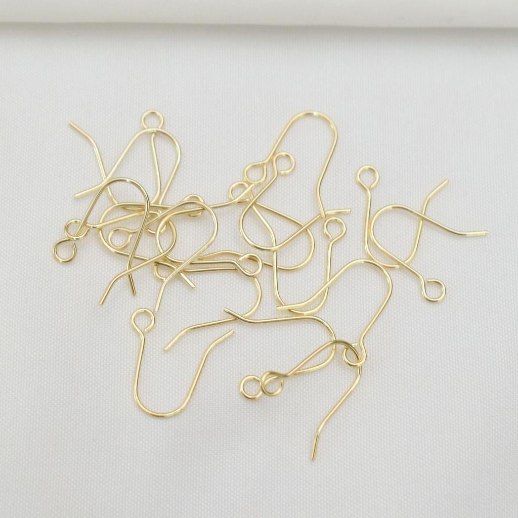 100pcs Color Retention 18K Bag, Gold Diy Ear Hook Accessories, Pure Copper U-Shaped Flattened With Beads,, Hooks, Accessories,, Ear Hooks.