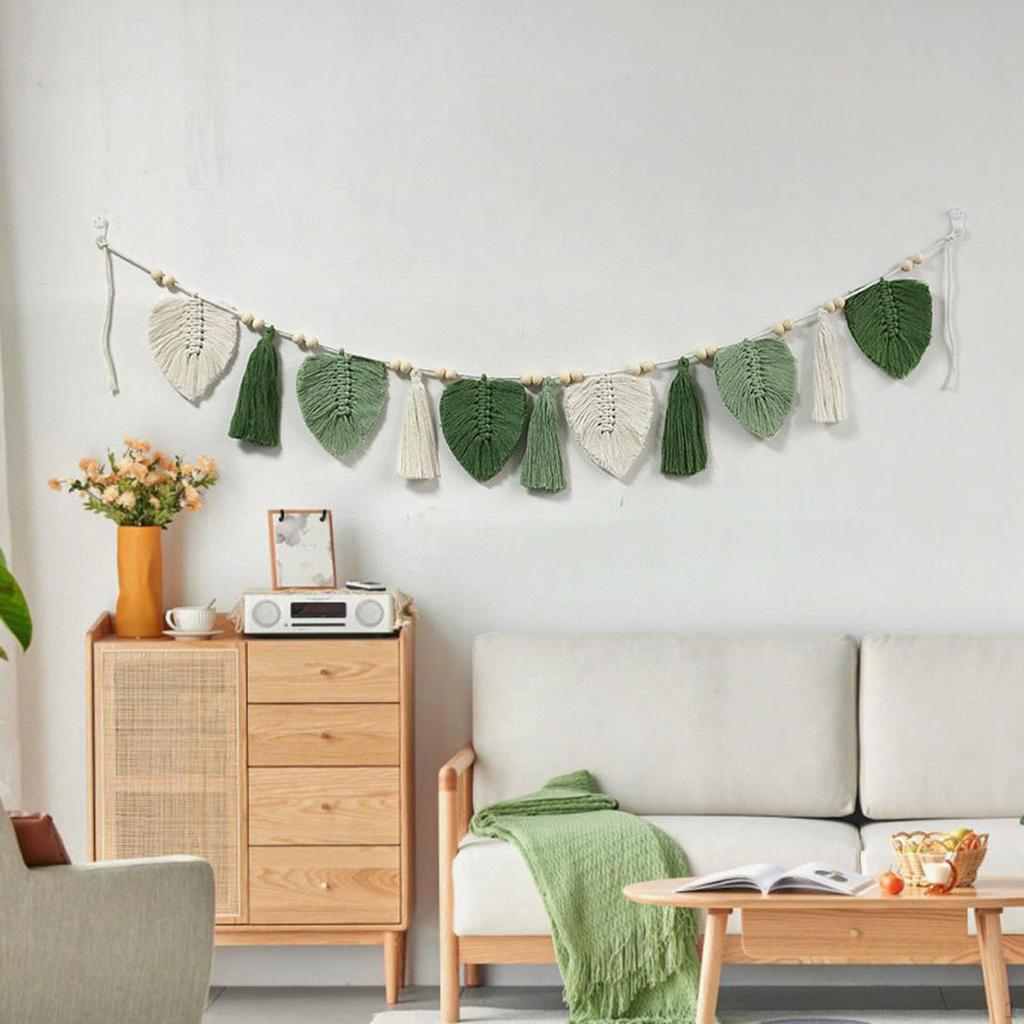 Bohemian Macrame Leaves Wall Hanging Backdrop Art Decor Chic Leaf Woven
