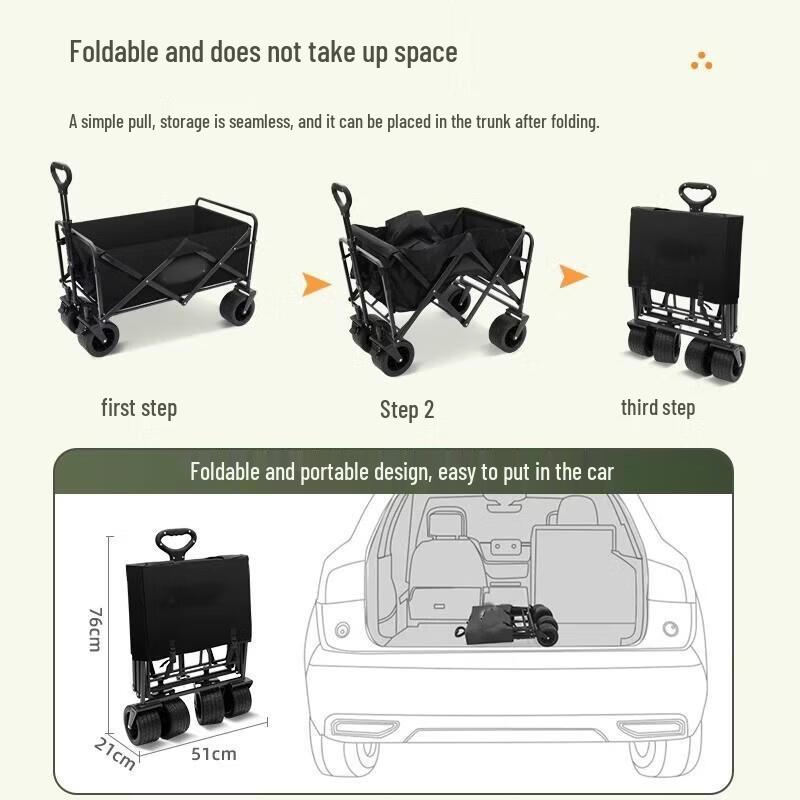 Foldable Outdoor Camping Wagon with Canopy and Table