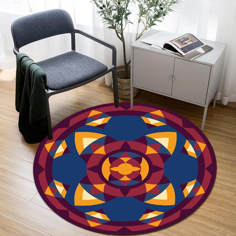 Room Floor Yoga Mat Carpet Ethnic Wind Round Carpet Living Room Decoration Home Children's Mat Kitchen Bathroom Anti-slip Mat