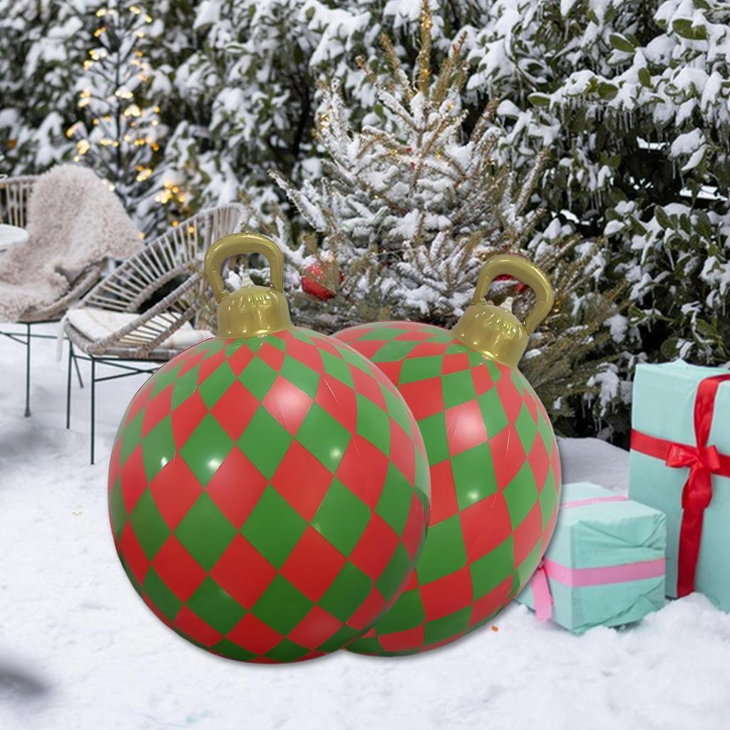 60см Рождественский Надувной Декоративный Шар ПВХ Гигантский Большой Шары Украшения для Рождественской Елки Игрушка Шар без Подсветки Декоративные Шары