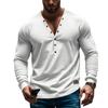 Men's Spring and Autumn Models Solid Colour Men's T-shirt Long-sleeved Casual Bottoming Slim Button V-neck Tops