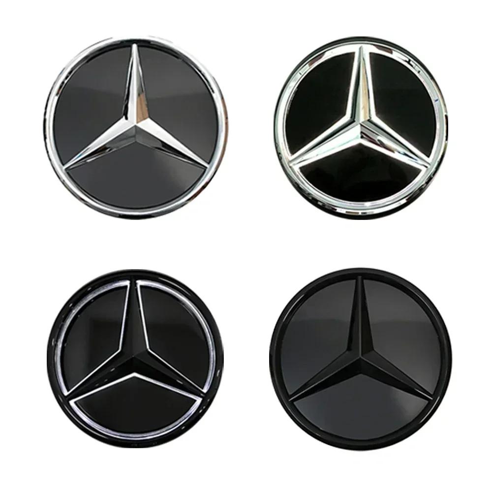 New For Mercedes Benz Chrome Silver And Glossy Black Car Front Grilled Star Emblem Illuminated Logo For Mercedes Benz C A S SL