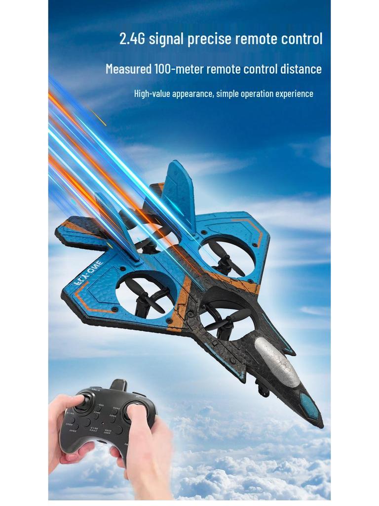 Long-Endurance Children's Remote-Control Glider - Durable Foam Four-Axis Drone