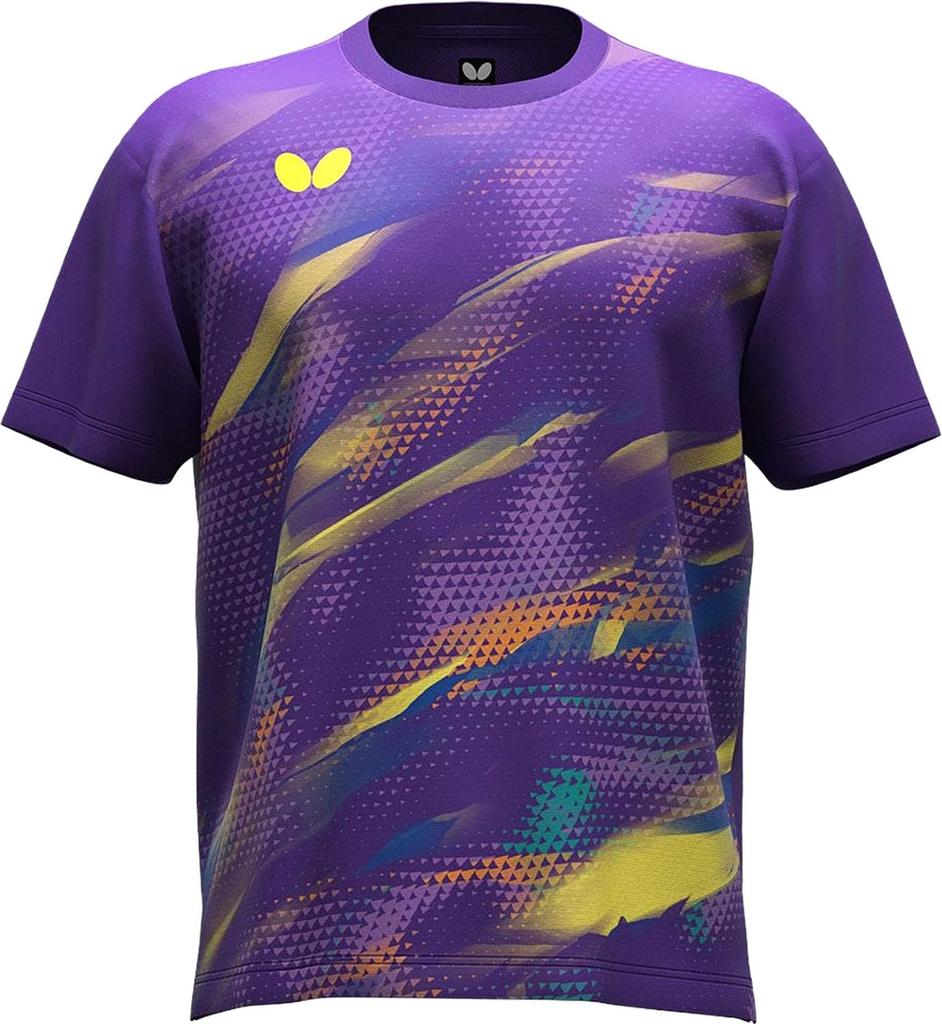 Butterfly Table Tennis Top Adros Short Sleeve T-Shirt Purple Size XO Moisture Wicking Quick Dry Stretch Unisex Sportswear 47420