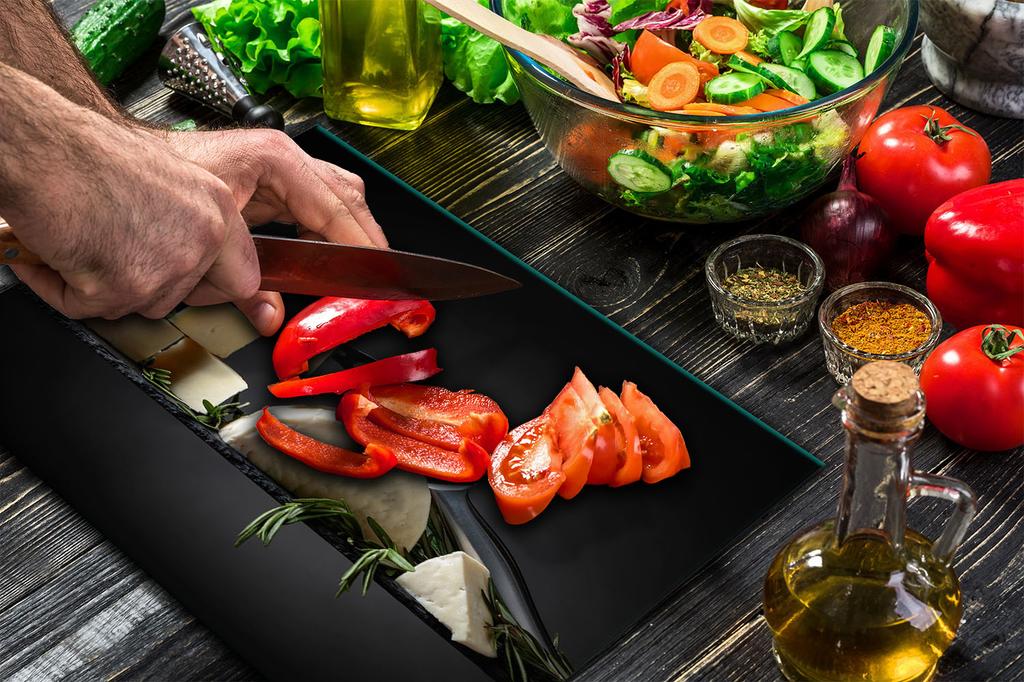 GLASS PLATE CUTTING BOARD 52x40 BLACK KITCHEN