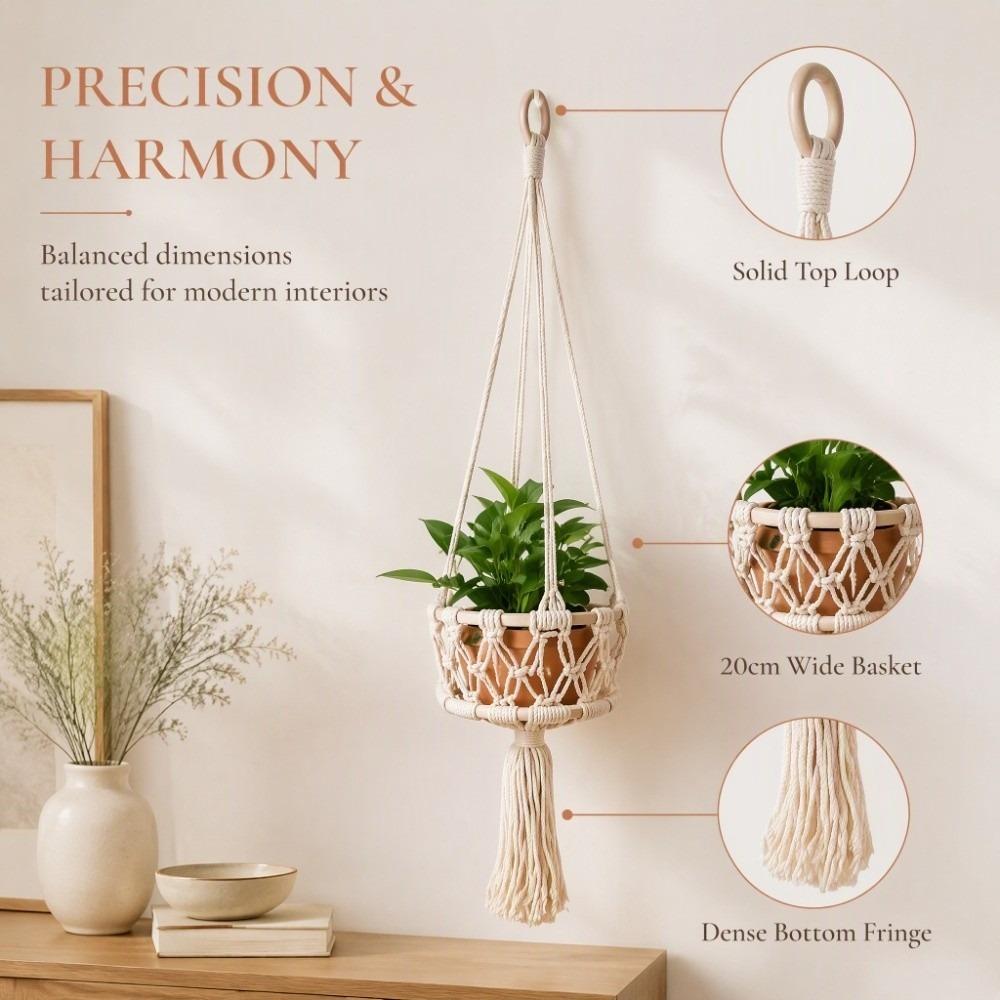 Cotton Rope Macrame Plant Hanger 7.87in Suspended Storage Basket Handwoven Rope Basket Home
