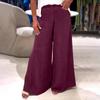 Ladies' Fashionable Loose Solid Color Casual Wide Leg Pocket Straight Leg Pants