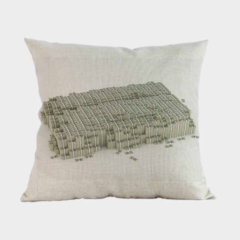 New Us Dollar Decorative Sofa Throw Pillows 18 Inches Square Linen Cotton Money Print Ofiice Chair Seat Cushion Cover Home Decor