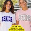 Custom Senior Shirt, Polka Dot Varsity Letters, Personalized Graduation Tee, Custom Year and Two Colors, Optional Sleeve Name