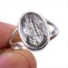 Natural Black Rutile Gemstone 925 Solid Sterling Silver Jewelry Ring Size 7 g7H39